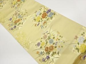 市松に秋草模様織出し袋帯